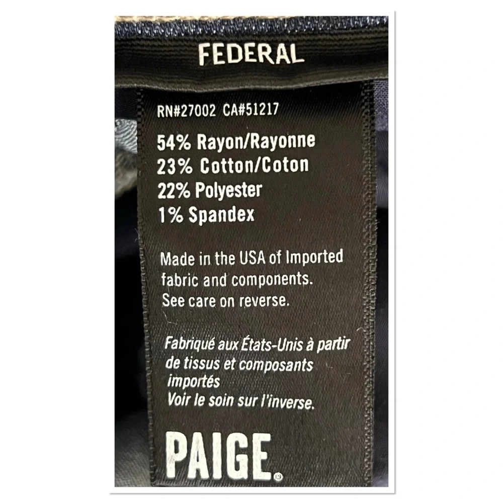 Paige Federal Men’s Straight Leg Jeans Gannon Sz 30 Rayon Cotton Blend